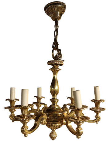 6 Branch Brass Chandelier