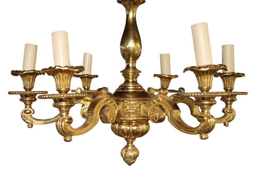 6 Branch Brass Chandelier