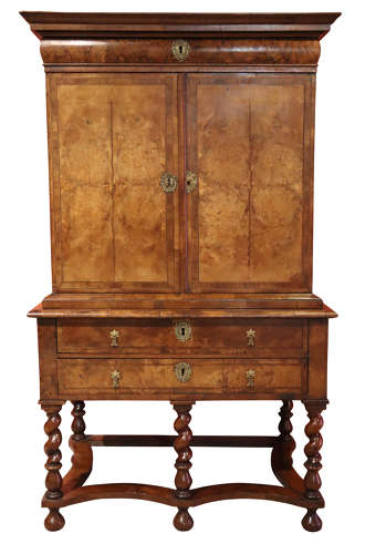 William and Mary period Burr Walnut Cabinet on Stand