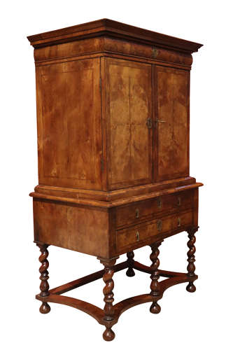 William and Mary period Burr Walnut Cabinet on Stand