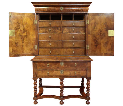 William and Mary period Burr Walnut Cabinet on Stand