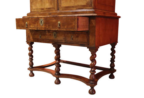 William and Mary period Burr Walnut Cabinet on Stand