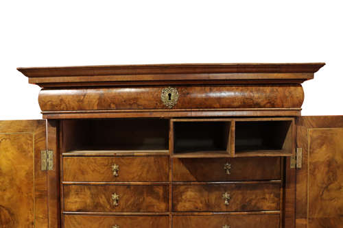 William and Mary period Burr Walnut Cabinet on Stand