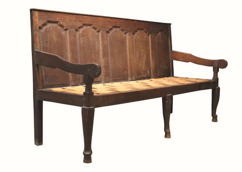 Late 18th Century Oak Settle with Panelled Back – Circa 1780