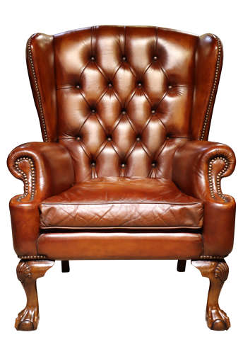 Brown Leather Wing Chair