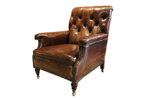 A Leather Armchair by Shoolbred