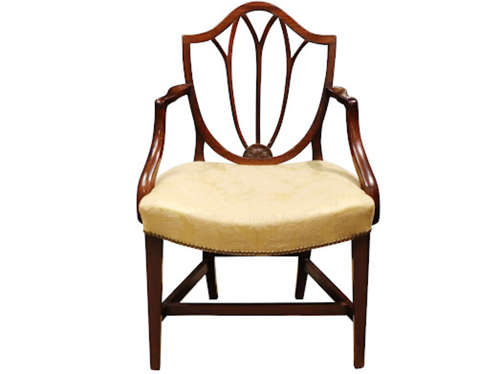 Pair George III Mahogany Open Armchairs