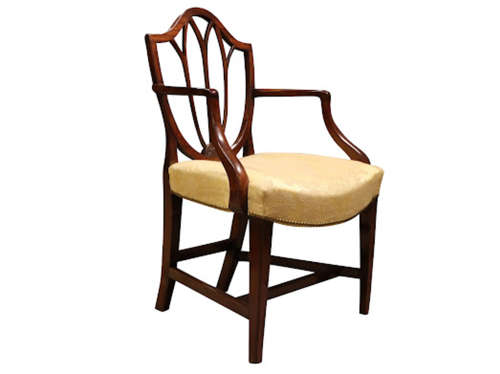 Pair George III Mahogany Open Armchairs