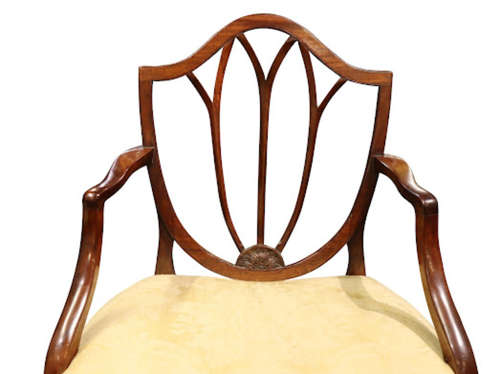 Pair George III Mahogany Open Armchairs