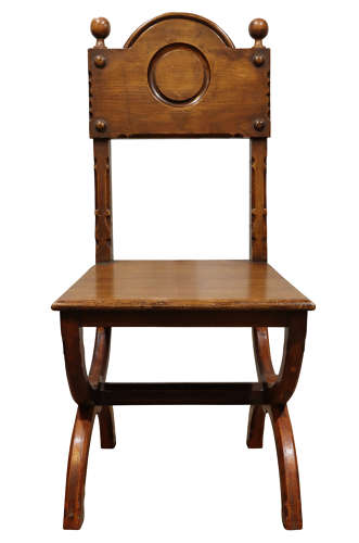 Pair of oak Gothic Revival Hall Chairs