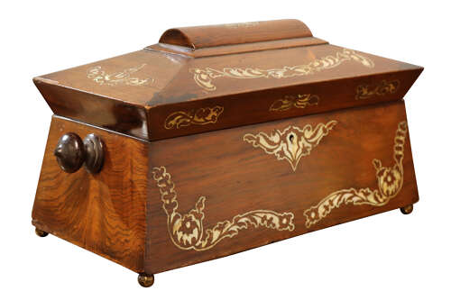 Victorian Rosewood Sarcophagus Shaped Tea Caddy