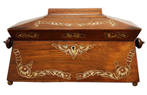 Victorian Rosewood Sarcophagus Shaped Tea Caddy