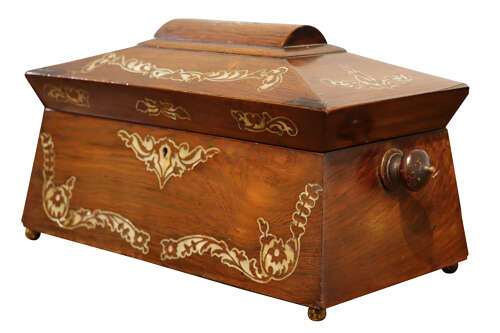 Victorian Rosewood Sarcophagus Shaped Tea Caddy