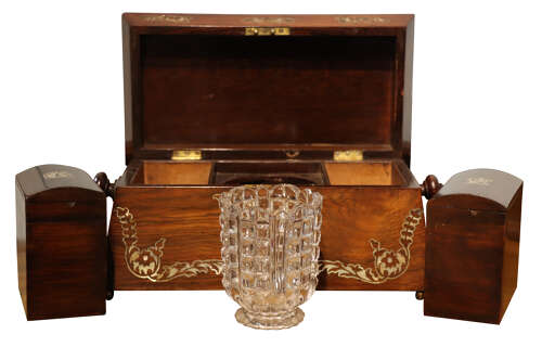 Victorian Rosewood Sarcophagus Shaped Tea Caddy