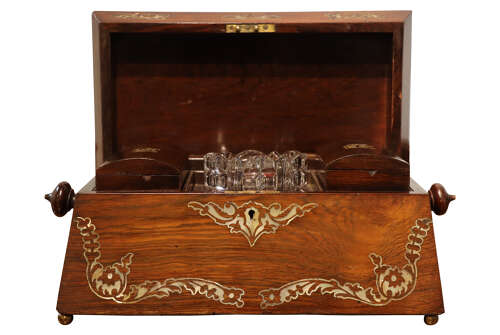 Victorian Rosewood Sarcophagus Shaped Tea Caddy