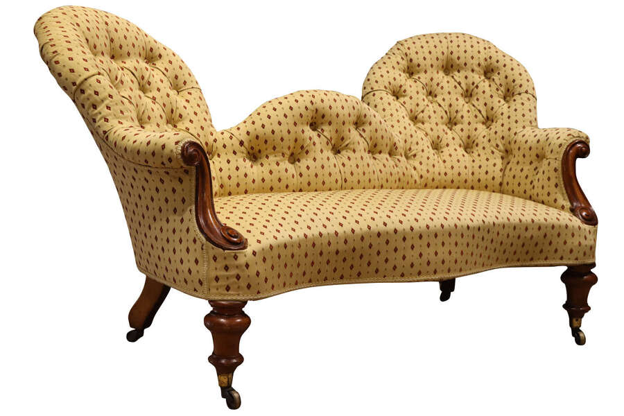 Victorian Double Spoonback Chaise Longue