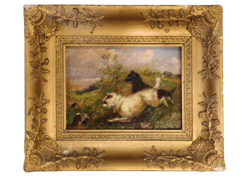 Oil on Canvas of Two Terriers