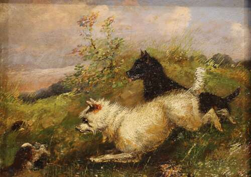 Oil on Canvas of Two Terriers