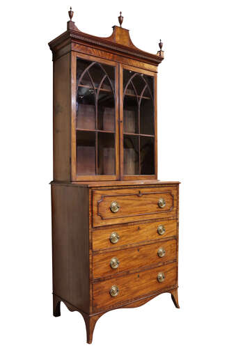 George III Mahogany Secretaire Bookcase