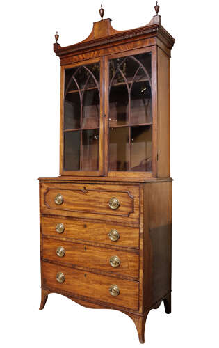 George III Mahogany Secretaire Bookcase