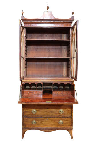 George III Mahogany Secretaire Bookcase