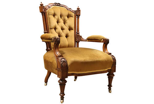 Gentlemans Victorian Open Arm Chair