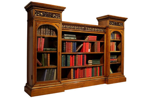 Superb Victorian Walnut Breakfront Bookcase