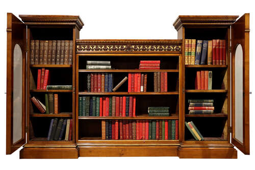 Superb Victorian Walnut Breakfront Bookcase