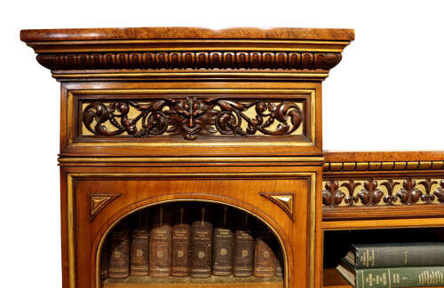 Superb Victorian Walnut Breakfront Bookcase