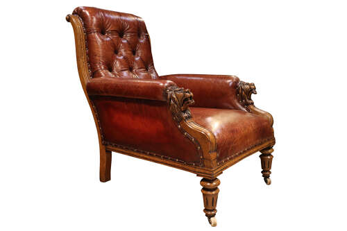19thc Leather Club Arm Chair
