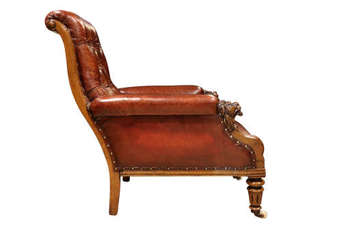 19thc Leather Club Arm Chair