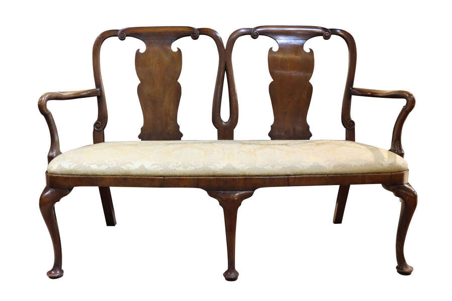 George II Style Oak Chairback Settee