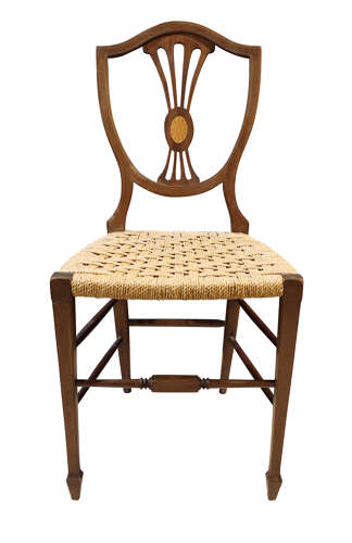 Set of 4 Edwardian Shield Back Inlaid Chairs