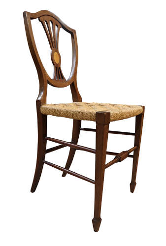 Set of 4 Edwardian Shield Back Inlaid Chairs