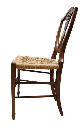 Set of 4 Edwardian Shield Back Inlaid Chairs