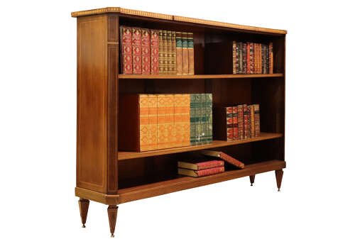 Late 19th Century Mahogany Open Bookcase with Tunbridge Ware Inlay