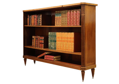 Late 19th Century Mahogany Open Bookcase with Tunbridge Ware Inlay