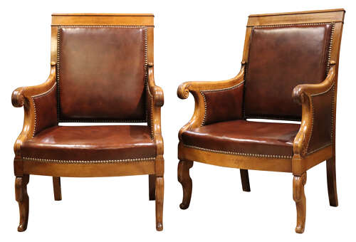 Pair of Louis Philippe Period Walnut Armchairs