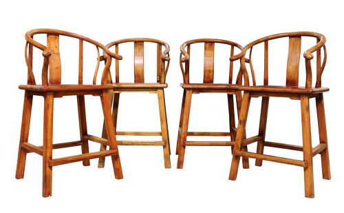 Set of 4 Chinese High Horseshoe Backed Chairs