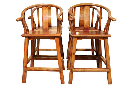 Set of 4 Chinese High Horseshoe Backed Chairs