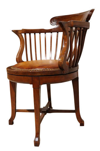 Walnut Circular Revolving Desk Chair