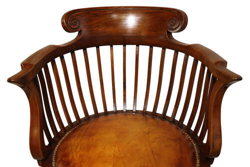 Walnut Circular Revolving Desk Chair