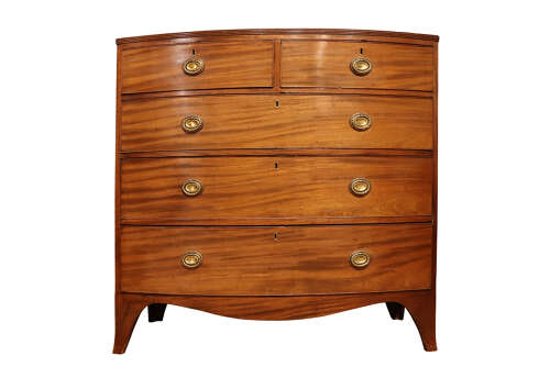 Antique Mahogany Bowfront Chest of Drawers – Victorian, circa 1860