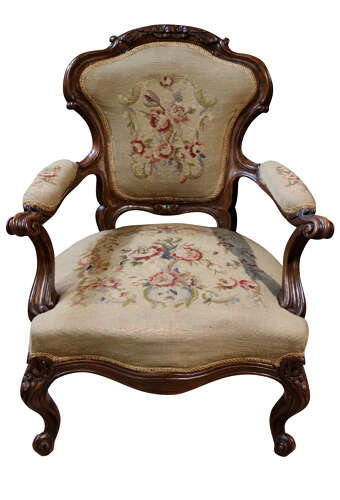 Victorian Walnut Open Armchair