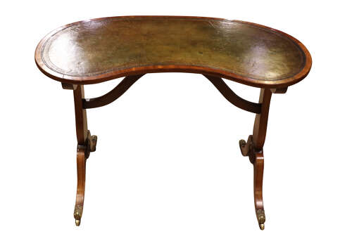 Elegant Regency Kidney Shaped Mahogany Writing Table