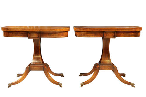 A pair of Sheraton Revival Foldover Tables