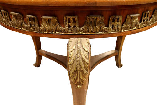Brass-Mounted Circular Gueridon Table with Verdi Antico Marble Top, circa 1950