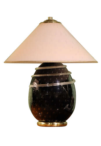 Pair of Mid 20th Century Venetian Glass Lamps with Glass Shades