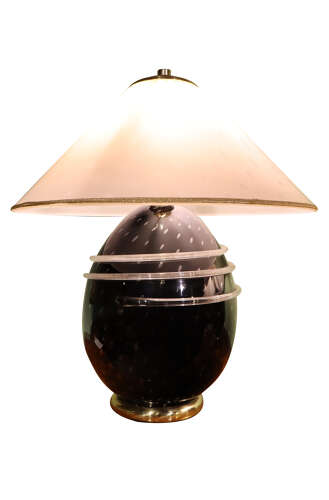 Pair of Mid 20th Century Venetian Glass Lamps with Glass Shades