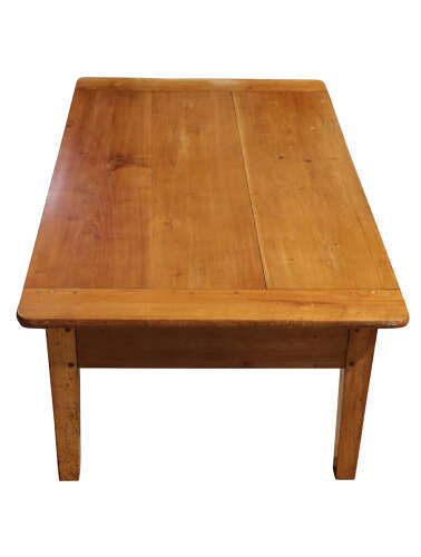 Antique French Farmhouse Cherrywood Coffee Table with Drawer, Circa 1900